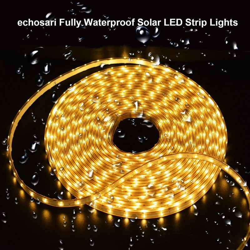 echosari 32.8Ft Solar Strip Lights Outdoor, IP68 Fully Waterproof LED