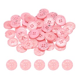 HARFINGTON 50 botones de costura redondos de resina de 25 mm (0.98 pulgadas), 4 agujeros para manualidades y ropa, decoración de manualidades, color rosa