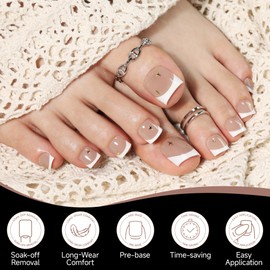 UNA GELLA X-Soft Toe Nail Tips French 330Pcs Brown Soft Gel Toe Press Ons Big Wide Matte Toe Nail Press Ons Square Fake Acrylic Toe Nails Press On Toenails for Women Nail Extensions 15 Sizes