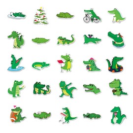 Bric Dodo Pack of 50 Crocodile Stickers Car Laptop Phone Guitar Skateboard Motorcycle Bicycle Crocodile Stickers Set Vinyl Waterproof Aesthetic Stickers for Teenagers Children Adults
