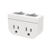 Grounded Double Outlet Power Adapter with Separate On/Off Rocker Switches,