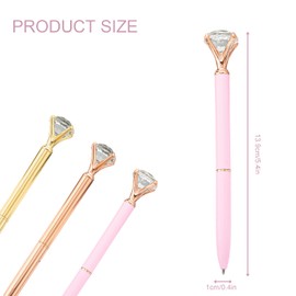 3 Pack Diamond Pens, Rose Gold Pens, Crystal Ballpoint Pens, Shiny Metallic Ballpoint Pens, Office Supplies, Black Ink Includes Spare Refill (Dot or Solid Colour)