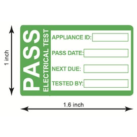 1x1.6 inch 200 PCS Pass PAT Testing Labels with 20 PCS Fail Appliance Testing Labels