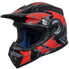 ILM Youth & Kids Dirt Bike Helmets Motocross ATV Dirtbike BMX MX Offroad Full Face Motorcycle Helmet, DOT Approved Model 128YS (Red Black, Youth-Large)