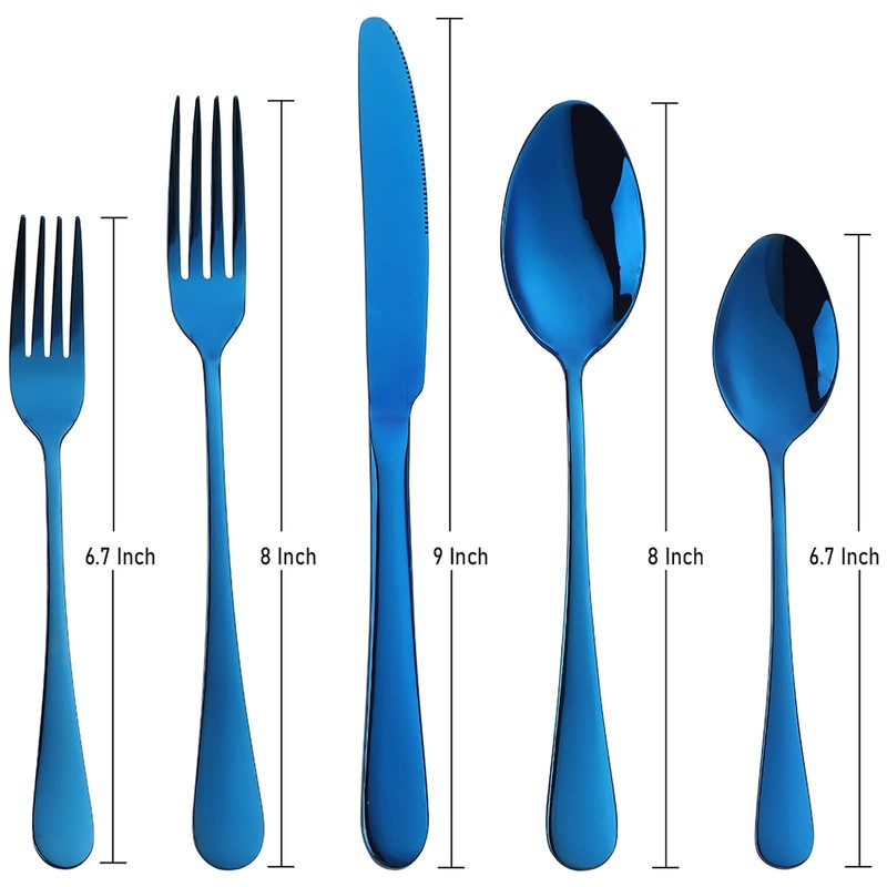 Blue Silverware Set Flatware Cutlery - 20 Pieces Stainless Steel