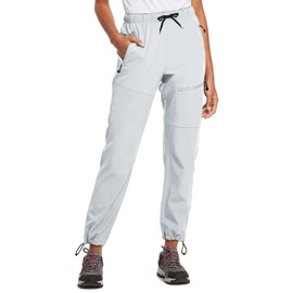 BALEAF Women's Hiking Pants Lightweight Quick Dry Water Resistant Cargo Pants 31'' Inseam for All Seasons Cool Gray Size M