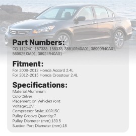 Unbranded Air Conditioning A/C Compressor 639362 CO 11224C For 08-2012 Honda Accord 2.4L