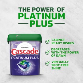 Cascade Platinum Plus Dishwasher Pods, Dishwasher Detergent, Dishwasher Soap, Dish Tabs, Dishwashing Tablets, Dish Detergent, Lemon, Actionpacs, 62 Count