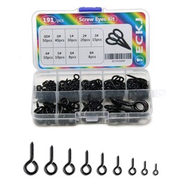 ECKJ ECKJ 191pcs Screw Eyes Zinc Plated Metal Eye Hook Screw Self Tapping Screws Includes 9 Sizes Color Black