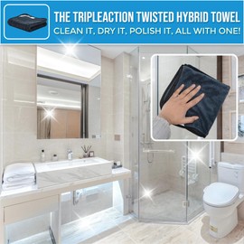 Towelogy® Shiny Twisted Magic Cloth - Bathroom Cleaning Cloths for Cleaning Shower Glass, Bathroom Drying Microfibre Super Absorbent Cloth with Hanging Loop (3 Pack)