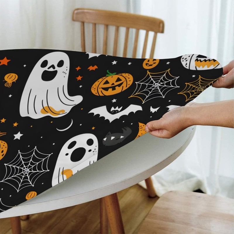 Halloween Ghost Fitted Round Tablecloth with Elastic Edge Round Table