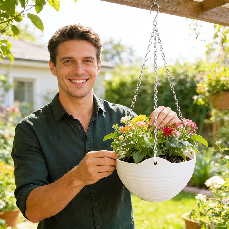 Bvrbaory 8 Pack Hanging Planter Pots,Self-Watering Flower Pot with Water