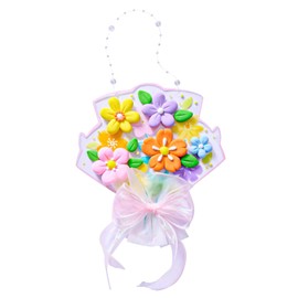 ATLKDLK Air Dry Clay DIY Flower Bouquet Kit, 7 Colors Miniature Clay Set with Backdrops Pearl Charms, Plasticine Handcraft Supplies for Birthday Teachers Day Thanksgiving