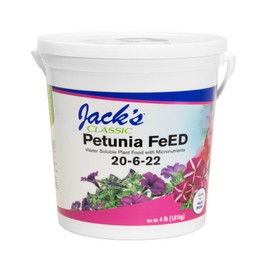 Jack's Classic 20-6-22 Petunia Feed Water-Soluble Fertilizer with Micronutrients to Provide Lush Green Annuals, 4lbs