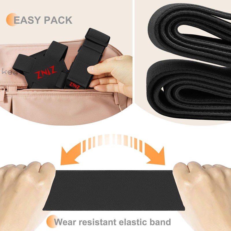 ZINZ 2 Pack Elastic Luggage Straps and Suitcase Bungee, Adjustable