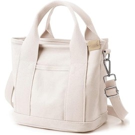 Tuobo Small Tote Bag with Zipper,Canvas Multi-Pocket Crossbody Shoulder Satchel Hobo Messenger Bag