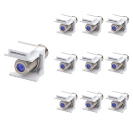 VCE Coax Keystone Jack Insert 3GHz Coaxial Cable Connector, F-Type RG6 Cable Extender Female to Female for Wall Plate and Patch Panel, Nickel-Plated, 10-Pack