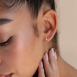 WFYOU Gold Earrings for Women 925 Sterling Silver Cubic Zirconia Initial Letter Stud Earrings for Women Trendy 14k Gold Plated Dainty Cute Diamond Hypoallergenic Earrings Jewelry Gifts for Women