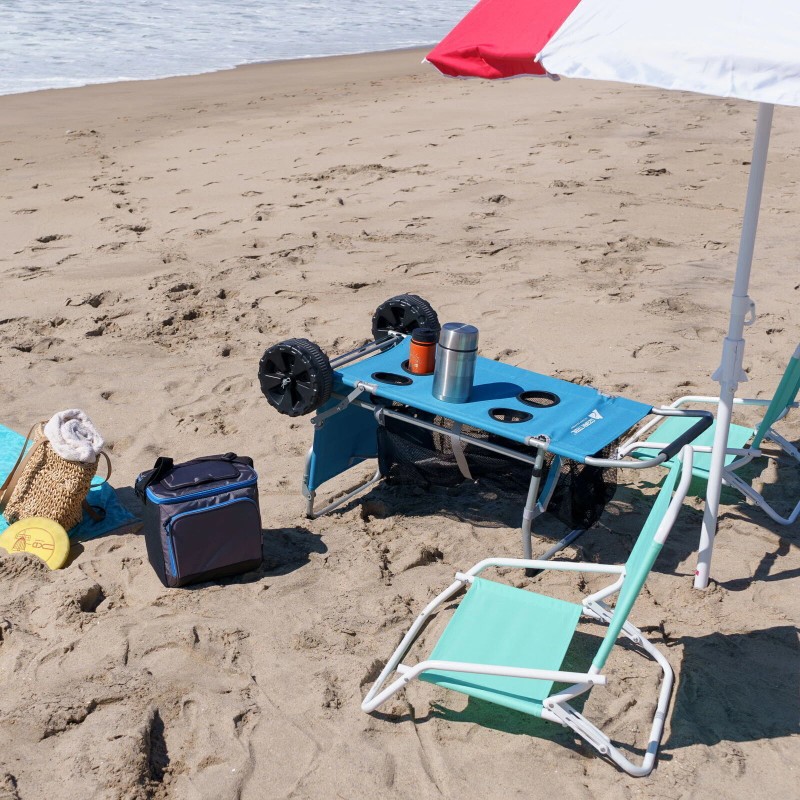Convertible Beach Cart Blue Camping Wagon Adult Mesh Pockets Extra