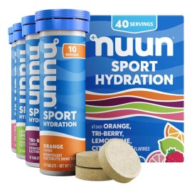 Nuun Sport Tabletas Electrolíticas – Hidratación Vegana con 5 Electrolitos, Bajo en Azúcar, Sin Gluten, Sabores Cítrico y Berry, 4 Tubos (40 Porciones)