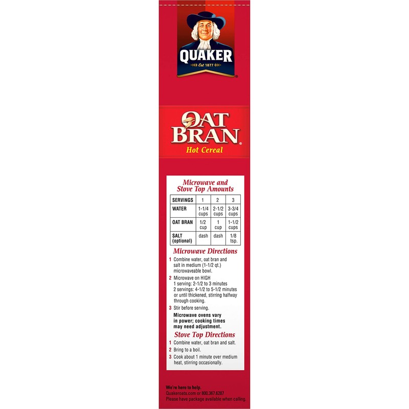 Quaker Hot Oat Bran Hot Cereal, 16 Ounce Box