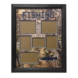 Northern Promotions LLC Real Tree APG Camouflage - Fishing Collage - Wall Art Wildlife Camo Hunting Decor, Hardwood Picture Frame - 6 Photo Openings - 16x20 Black Frame