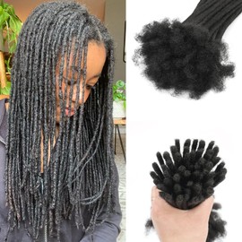 10 Inch 0.2cm Width Loc Extension Human Hair 10 Strands Locs Extensions Full Hand-made Permanent Dreadlocs Extensions Human Hair Can be Dyed and Bleached for Men/Women/Kids
