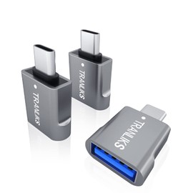 TRANLIKS USB to USB C Adapter, OTG Adapter from USB 3.0 Female to USB C Male for Fast Charging and High-Speed Data Transfer - Pack of 3, Grey