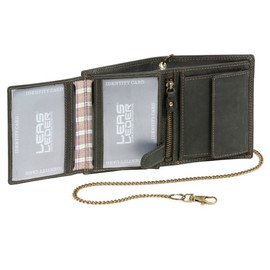 Mens Wallet with Chain Biker Wallet LEAS MCL, Genuine Leather, Black - ''LEAS Chain-Series''