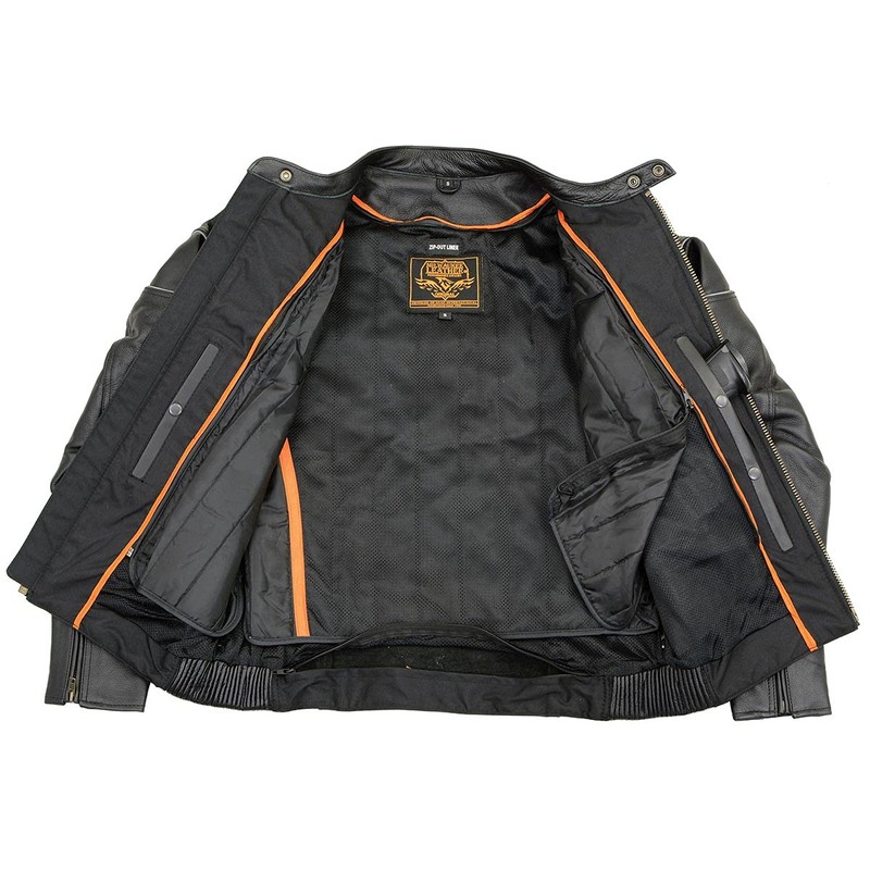 Milwaukee Leather SH1785 Men's Black Leather Scooter Style Motorcycle Jacket