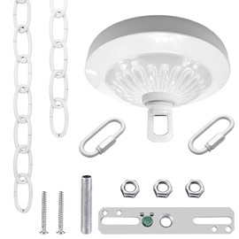 ECUDIS Light Fixture Canopy Kit, 5 Inches Diameter and 6 Feet Pendant Light Chain Includes Mounting Hardware for Chandelier or Swag Light Fixtures, Max Fixture Load of 50 Pounds (White)
