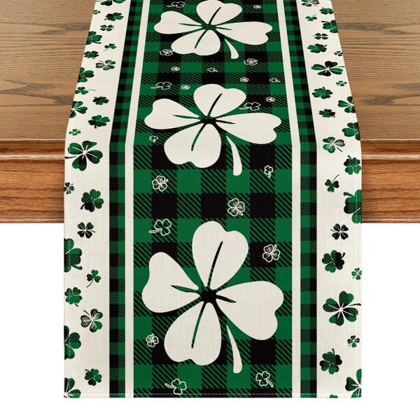 Artoid Mode Green Clover Buffalo Plaid Shamrocks St.Patrick's Day Table