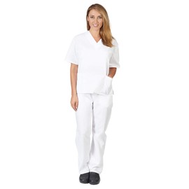 Women's Scrub Set - Medical Scrub Top and Pant, 2-pack White, XXX-Large
