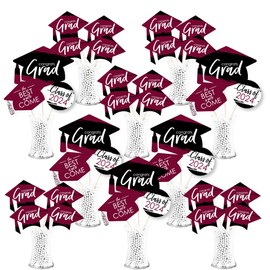 Big Dot of Happiness 2024 Maroon Graduation Party Centerpiece Sticks - Showstopper Table Toppers - 35 Pieces