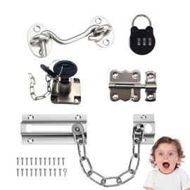 5 Pieces Busy Board DIY Accessories- Sensory Board Parts - Latch- Door Chain - Lock with Key -Gate Hook- Montessori l Toys - Early Development Items