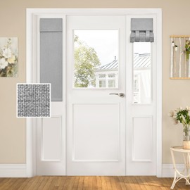HOMEIDEAS Blackout Linen Sidelight Curtains for Front Door, Side Door Window Curtains, Small Window, Modern Farmhouse Covering Decor, 1 Panel, W12 X L40 Inch, Light Grey