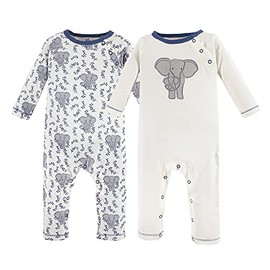 Touched by Nature Baby Girls' Organic Cotton Coveralls, Elephant, 6-9 Months