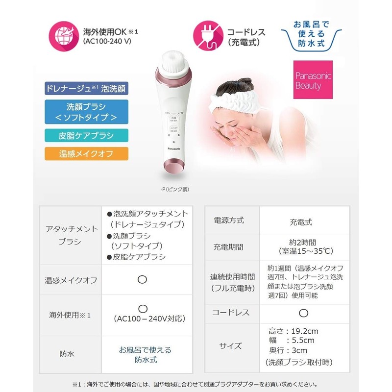 Panasonic EH-SC67-P Beauty Instrument Dense Foam Beauty Treatment, Pink Tone