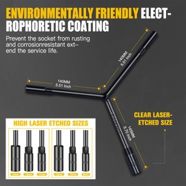 pgroup T - Handle Metric Socket Wrench Set 6- Point (15mm,16mm,17mm, 18mm,19mm) Cr-V Steel Lug Wrench Hex Socket for Motorcycle Car Bicycle Repair (5 Pack)