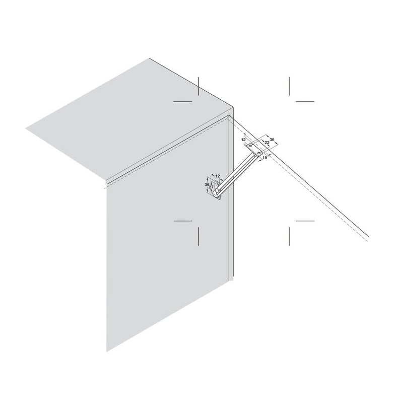 Cabinet Lid Stay with Guide Slot Nickel Plated Right Handed