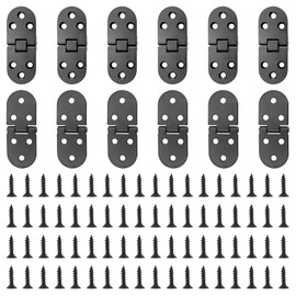 12 Pack Black Cabinet Hinges with Screws, Brass Butler Tray Hinge Round Edge - Heavy Duty Brass Hardware for Kitchen Cabinets, Wardrobe, Furniture - Easy Installation, Noise Reduction