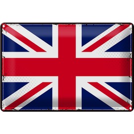 FEMER Tin Sign Union Jack Flag Retro United Kingdom 30 x 20 cm