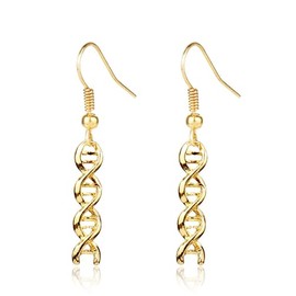DNA Double Helix Chemistry Earrings Gold Silver Plated Unique Elegant 3D Spiral Science Biology Molecule Medical Lab Lightweight Earrings for Women Science Lovers Jewelry Gifts (Gold earrings)