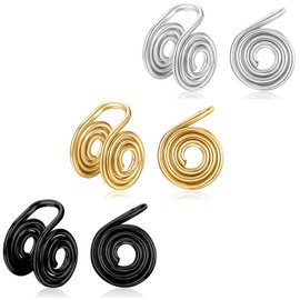 KWUNCCI Pressure Earrings for Keloids 10mm Spiral Earrings Wire Wrapped Clip On Earrings Stainless Steel Non Pierced Earrings Ear Cuffs Fake Nose Ring Hoop Faux Piercing for Men Women Jewelry