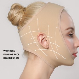 Face Lifting Mask, V-shaped Face Slimming Belt, Double Chin Reducer, Anti-Wrinkle Face Mask, Face Lifting Bandage, for Double Chin and Saggy Face Skin (Pack of 2)