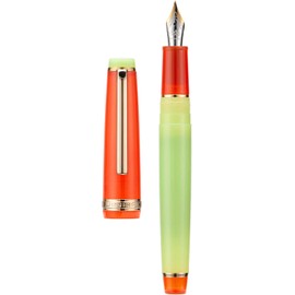Jinhao - Pluma estilográfica acrílica 82, punta fina de iridio con convertidor de tinta, color azul marino clásico y transparente, diseño clásico