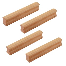BOOLSFMAM Cabinet Handles, Wooden Handles, Pack of 4 Solid Wood Furniture Handles, Drawer Handle, Kitchen Cabinet Door Handles for Chest of Drawers, Bathroom Cabinets, Bedrooms