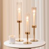 Gold Hurricane Candle Holders Set of 3, Tall Metal &