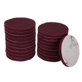 sourcing map 20pcs Scrubber Scouring Pads 400 Grits 4 Inch Drill Power Brush Hoop and Loop Surface Conditioning Disc Drill Scuffing Disc Scrub Pads for Home Kitchen Cleaning, Red