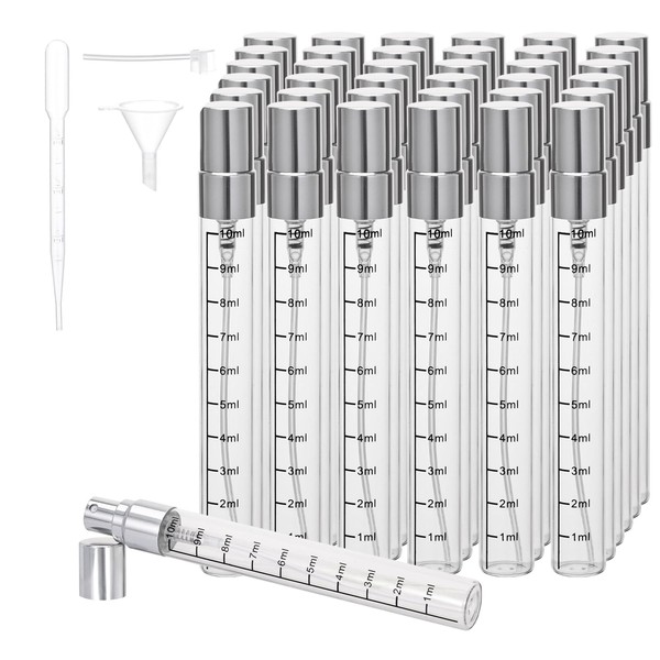 Beomeen 36Pcs 10ML Clear Glass Perfume Travel Refillable Spray Bottles,